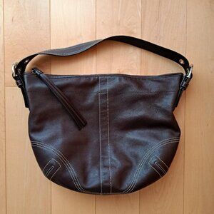 Coach Chocolate Brown Leather Hobo Shoulder Bag 8A03